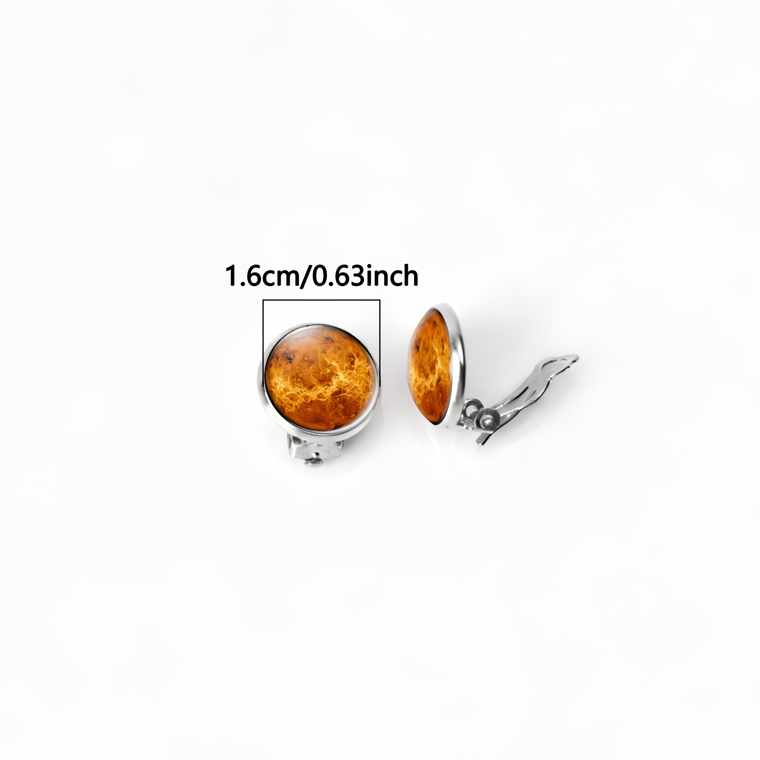 2pcs No-Piercing Round Glass-Faced Earrings Set for Women